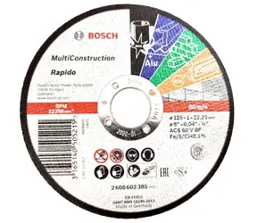 BOSCH 2608602385 / Uniwersalna tarcza tnąca / Średnica 125 x 22,23 mm / Szerokość cięcia 1 mm