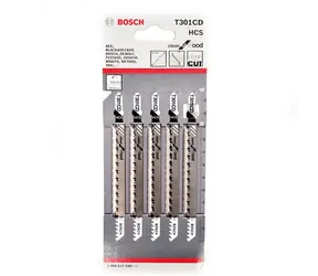 BOSCH 2608637590 / Zestaw brzeszczotów do drewna miękkiego / HCS / Mocowanie T / Długość brzeszczotu 117 mm / Podziałka 3 mm / 5 szt.