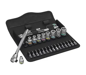 Wera 8100 SA 8 / Zestaw grzechotek Zyklop Metal / dźwignia przełączająca / część mocująca 1/4" / metryczna
