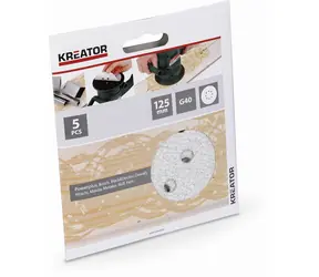 KREATOR KRT230553 / Papier ścierny do farby / Ziarnistość 40 / Średnica 125 mm / 5 szt.