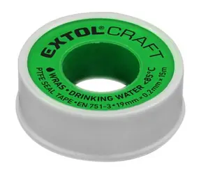 Extol Craft 47532 Taśma izolacyjna teflonowa biała / Wymiary 19 mm x 15 m