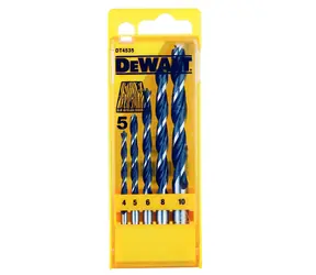 DeWalt Zestaw wierteł do drewna z końcówką centrującą / średnica 4-10 mm / CrV / 5 szt.