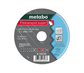 Metabo Flexirapid Super / Tarcza tnąca do stali nierdzewnej / Średnica 180 x 22,23 mm / Szerokość cięcia 1,6 mm / 46 U