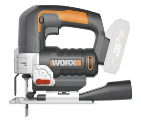 WORX WX543.9 / Wyrzynarka akumulatorowa / 20 V / Skok 24 mm / Do 2600 skoków na minutę / Głębokość cięcia 80 mm / Bez akumulatora