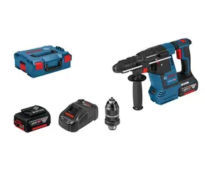 BOSCH 06119100 GBH 18V-26 F / Wiertarka udarowa akumulatorowa / 18V / 2x5.0Ah / 890 obr./min / 4350 uderzeń-min / 2.6J / SDS- PLUS / L-Box
