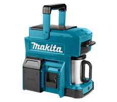 Makita DCM501Z / Ekspres do kawy na baterie / 10,8V - 18V / 240 ml / rodzaj kawy: mielona i kapsułki ESE / Waga 2,2 kg / bez akumulatora