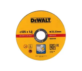 DeWalt DT3507 / Tarcza tnąca do metalu i stali / 125 x 22,2 x 1,0 mm / Szerokość cięcia 1,0 mm / 10 szt.
