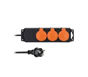 Przedłużacz Solight IP44 3 gniazda 10m / przewód gumowy / zewnętrzny / 3 x 1,0mm2 / 230V-10A max 2300W