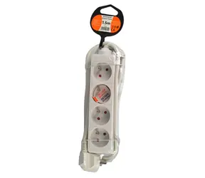 Przedłużacz Solight 4 gniazda 1,5m biały / 3 x 1mm2