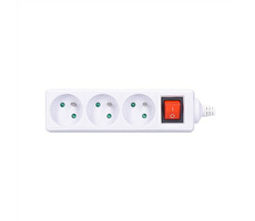 Solight gniazdo wielokrotne 3 gniazda + wyłącznik biały / 230V-16A
