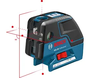 BOSCH GCL 25 / Laser kombinowany / Zakres samopoziomowania ± 4° / Gwint statywu 1|4" i 5|8" / IP54