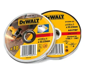 DeWalt DT3506 (10 szt.) / Tarcza tnąca do stali nierdzewnej / 115 x 22,2 x 1,0mm / Szerokość cięcia 1,0 mm / 10 szt.
