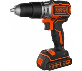 Black&Decker BL188K / Wiertarko-wkrętarka akumulatorowa / 18 V / do 1650 obr./min / 28050 udarów/min / 52 Nm / 1 akumulator 1,5 Ah