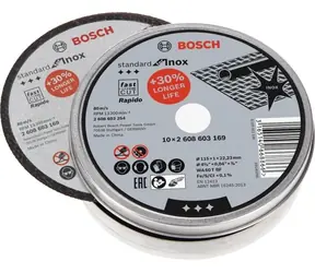 BOSCH Standard for Inox - Rapido 2608603254 / tarcza tnąca prosta / średnica 115 x 22,23 mm / szerokość cięcia 1,0 mm / 10 szt.