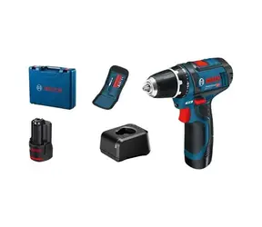 BOSCH GSR 12V-15 Professional / Wiertarko-wkrętarka akumulatorowa / 12V / 2x2.0Ah / uchwyt 10mm / 1300 obr./min / 30 Nm