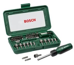 BOSCH 2607019504 / Zestaw końcówek wkrętakowych i kluczy nasadowych z uchwytem / 46 szt.
