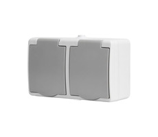Podwójne gniazdo Solight 5B308 do wilgoci IP54, szare