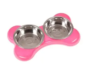 Karlie- Flamingo KOST 2x1500ml różowy / Miska ze stali nierdzewnej / 49x30x10cm