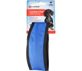 Obroża chłodząca Flamingo dla psa niebiesko-czarna - rozmiar M 28-36cm