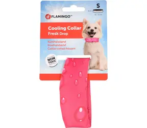 Obroża chłodząca Flamingo dla psów wzór kropli w kolorze fuksji - rozmiar S 16-22 cm