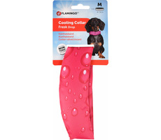 Obroża chłodząca Flamingo dla psów wzór w kształcie kropli w kolorze fuksji - rozmiar M 28-36cm