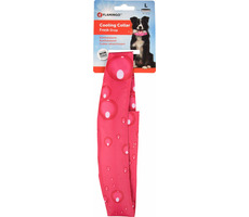 Obroża chłodząca Flamingo dla psów wzór kropli w kolorze fuksji - rozmiar L 49-56cm