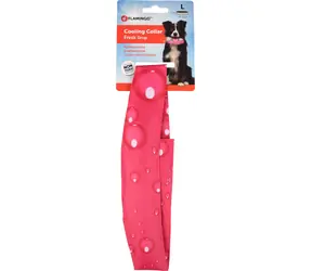 Obroża chłodząca Flamingo dla psów wzór kropli w kolorze fuksji - rozmiar L 49-56cm