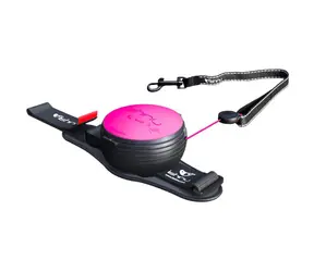 Lishinu3 Smycz NEON różowa - rozmiar L (13-40kg) / Smycz samonakręcająca się bez użycia rąk z liną