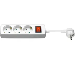 Przedłużacz MicroConnect 3 gniazda 1,5m biały / z wyłącznikiem / Schuko