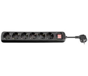 Przedłużacz MicroConnect 6 gniazd 1,8 m czarny / z wyłącznikiem / Schuko
