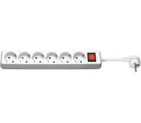 Przedłużacz MicroConnect 6 gniazd 1,8 m biały / z wyłącznikiem / Schuko