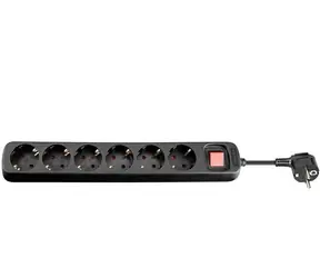 Przedłużacz MicroConnect 6 gniazd 3M czarny / z wyłącznikiem / Schuko