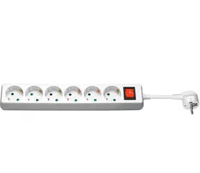 Przedłużacz MicroConnect 6 gniazd 10m biały / z wyłącznikiem / Schuko 