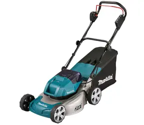 Makita DLM463Z / Kosiarka akumulatorowa / 2x 18V / 3300 obr./min / do 800 m2 / szerokość 46 cm / kosz 60 l / Bez akumulatora