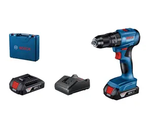 BOSCH GSB 185-LI - 2x 2.0 Ah niebieski / wkrętak kombinowany AKU / 18 V / 2 Ah / 1900 obr./min / Li-lon / akcesoria