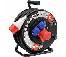 YATO YT-8120 / Trójfazowy przedłużacz na bębnie 25 m / Max. 16 A / Ilość gniazd 3 / IP44