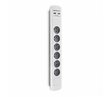 Qoltec 50286 Przedłużacz 6 gniazd 1,8m szary / włącznik / 2x USB