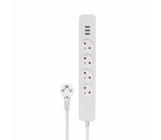Przewód przedłużający Savio LZ-12 4 gniazda 3M biały / 3x USB-A / włącznik/wyłącznik 