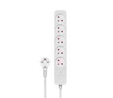 Savio LZ-09 Przedłużacz 5 gniazd 3M biały / wyłącznik 