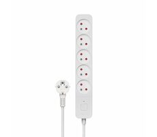 Savio LZ-10 Przedłużacz 5 gniazd 5m biały / wyłącznik 