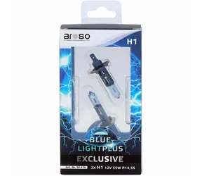 Żarówki samochodowe Aroso Light PLUS H1 12V 55W P14.5s zestaw 2 szt. - niebieski / efekt ksenonowy