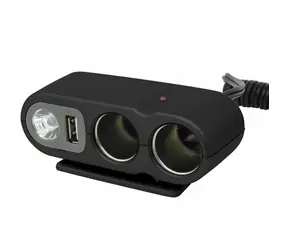 Rozgałęźnik Carpoint / USB / lampa / przedłużacz do gniazda zapalniczki / 12V / 5A / długość 0,9m