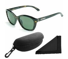 Okulary przeciwsłoneczne z Polarized 206 - brązowe oprawki kamuflażowe - zielone soczewki / soczewki z polaryzacją / etui i ściereczka 