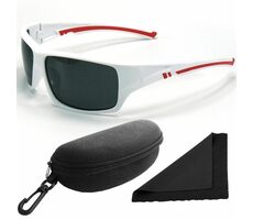 Okulary przeciwsłoneczne z Polarized 247 - biało-czerwone oprawki / ciemne soczewki / soczewki z polaryzacją / etui i soczewki