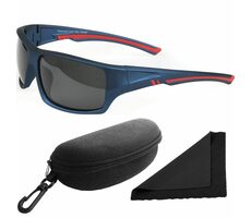 Okulary przeciwsłoneczne z Polarized 247 - niebiesko-czerwone oprawki / ciemne soczewki / soczewki z polaryzacją / etui i ut