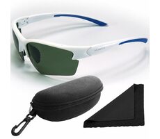 Okulary przeciwsłoneczne z Polarized 251 - biało-niebieskie oprawki / ciemne soczewki / soczewki z polaryzacją / etui i ściereczka