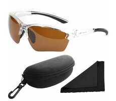 Okulary przeciwsłoneczne z Polarized 251 - oprawki transparentno-czarne / soczewki brązowe / soczewki z polaryzacją / etui oraz 