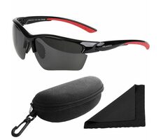 Okulary przeciwsłoneczne z Polarized 251 - czerwono-czarne oprawki - ciemne soczewki / soczewki z polaryzacją / etui i ściereczka