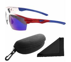 Okulary przeciwsłoneczne z Polarized 255 - białe oprawki - niebieskie lustrzane soczewki / soczewki polaryzacyjne / etui i ściereczka