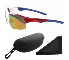 Okulary przeciwsłoneczne z Polarized 255 - białe oprawki - czerwono-złote lustrzane soczewki / soczewki polaryzacyjne / pouzfro
